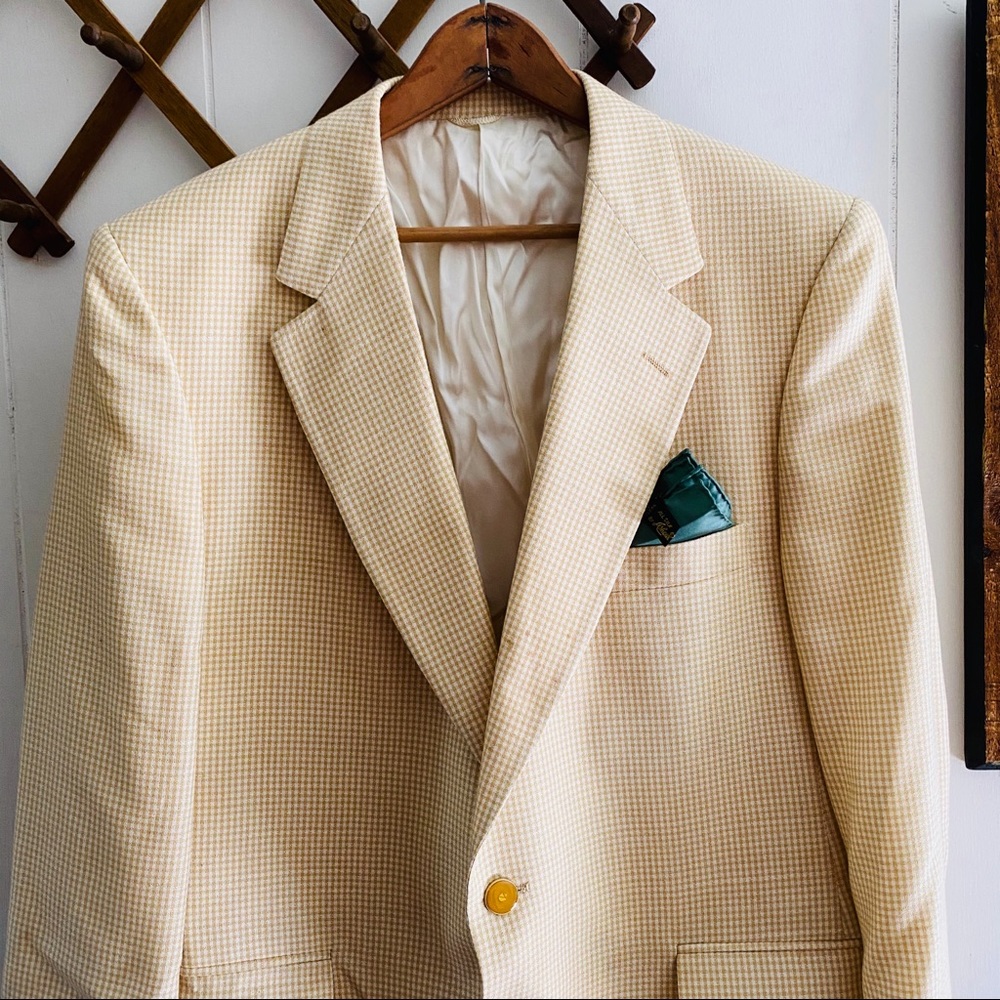 Vintage Yellow Gingham Plaid Blazer - Picture 2 of 8